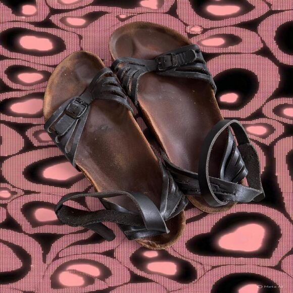 Birkenstock Shoes - Birkenstock Bali Women's Black Leather Ankle Strap Sandals